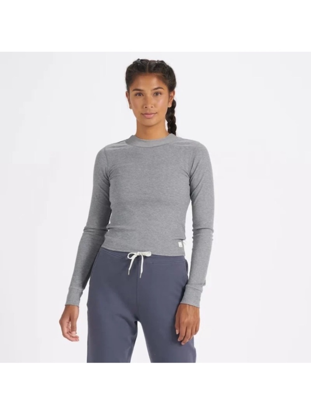 Vuori Mudra Long Sleeve activewear tee in heather grey
